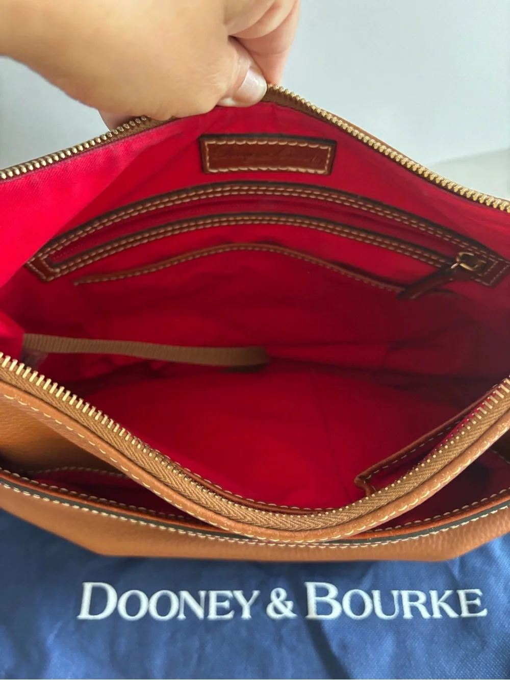 Dooney & Bourke Pebbled Leather Shoulder Bag Cognac Brown Hobo Purse